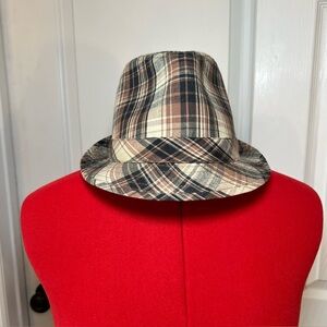 Trevero Brown, Black, Tan, Plaid Fedora Hat Size Small
